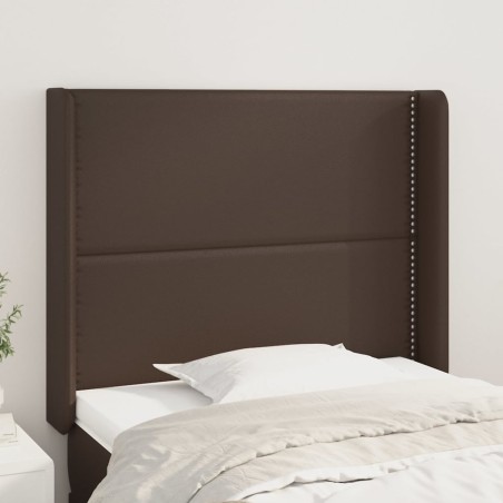 vidaXL Cabecero con orejas de cuero sintético marrón 103x16x118/128 cm