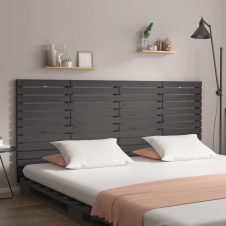 vidaXL Cabecero de cama de pared madera maciza pino gris 156x3x91,5 cm