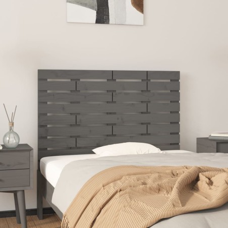 vidaXL Cabecero de cama de pared madera maciza pino gris 106x3x63 cm