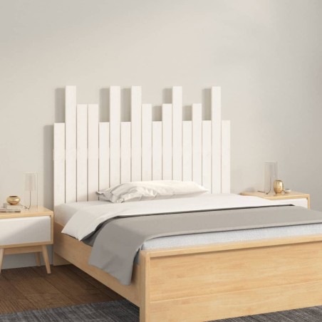 vidaXL Cabecero de cama de pared madera maciza pino blanco 108x3x80 cm