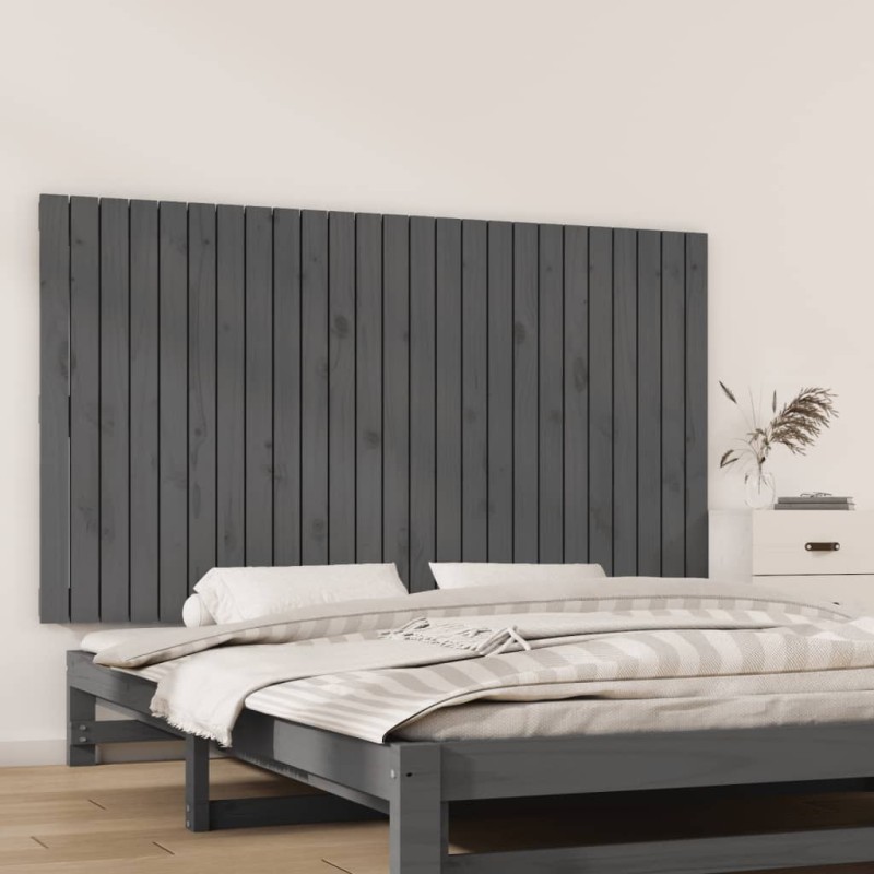 vidaXL Cabecero de cama de pared madera maciza pino gris 159,5x3x90 cm