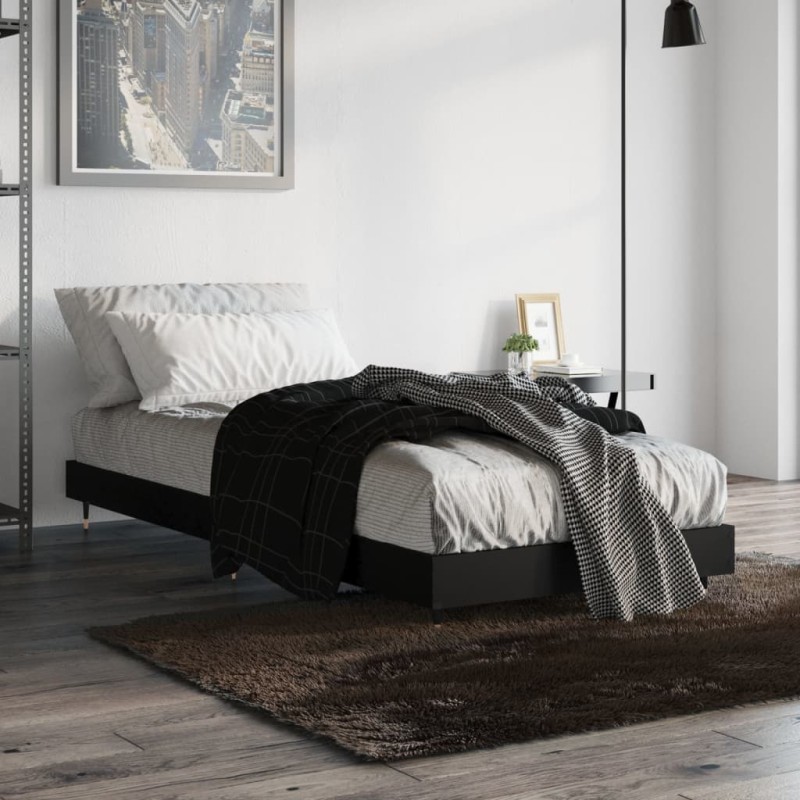 vidaXL Estructura de cama madera contrachapada negra 75x190 cm