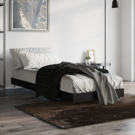 vidaXL Estructura de cama madera contrachapada negra 75x190 cm