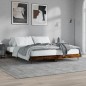 vidaXL Estructura de cama madera contrachapada roble ahumado 140x200cm vidaXL Estructura de cama madera contrachapada roble ahumado 140x200cm