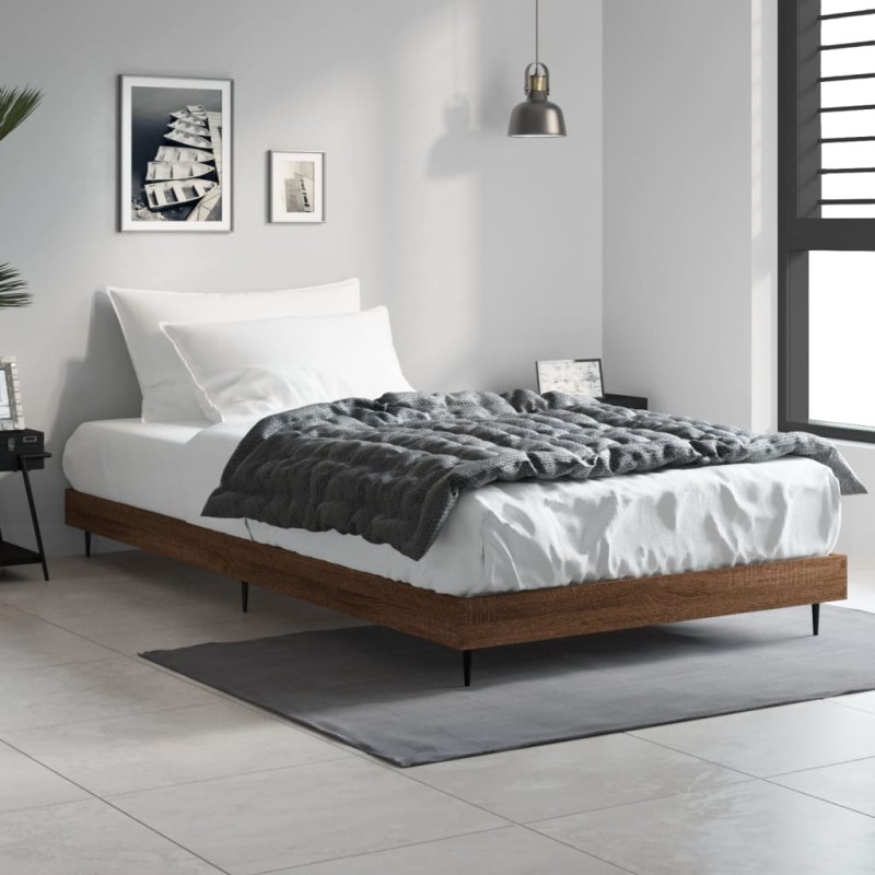 vidaXL Estructura de cama madera contrachapada marrón roble 90x190 cm