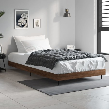 vidaXL Estructura de cama madera contrachapada marrón roble 90x190 cm