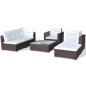 vidaXL Set muebles de jardín y cojines 6 piezas ratán sintético marrón vidaXL Set muebles de jardín y cojines 6 piezas ratán sintético marrón