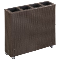 vidaXL Arriate con 4 macetas de ratán sintético negro 80x22x79 cm
