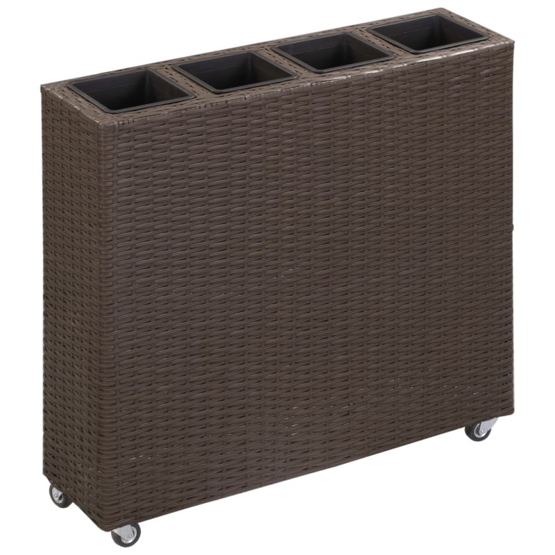vidaXL Arriate con 4 macetas de ratán sintético negro 80x22x79 cm vidaXL Arriate con 4 macetas de ratán sintético negro 80x22x79 cm