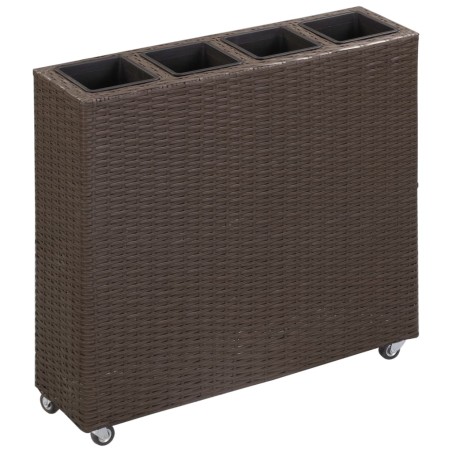 vidaXL Arriate con 4 macetas de ratán sintético negro 80x22x79 cm