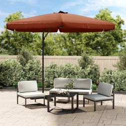 vidaXL Sombrilla de jardín con palo de acero 300 cm terracota
