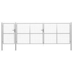 vidaXL Puerta de jardín de acero plateado 500x150 cm