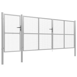 vidaXL Puerta de jardín de acero plateado 500x150 cm