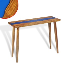 vidaXL Mesa consola de teca y resina 100x35x75 cm