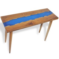vidaXL Mesa consola de teca y resina 100x35x75 cm