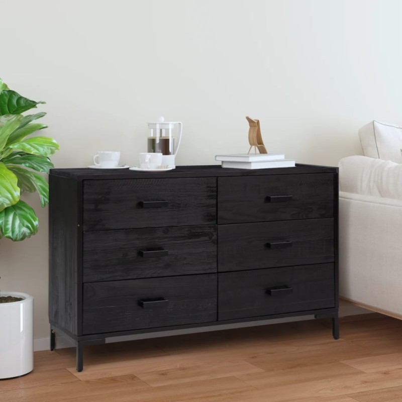 vidaXL Aparador de madera maciza de pino negro 110x35x70 cm vidaXL Aparador de madera maciza de pino negro 110x35x70 cm
