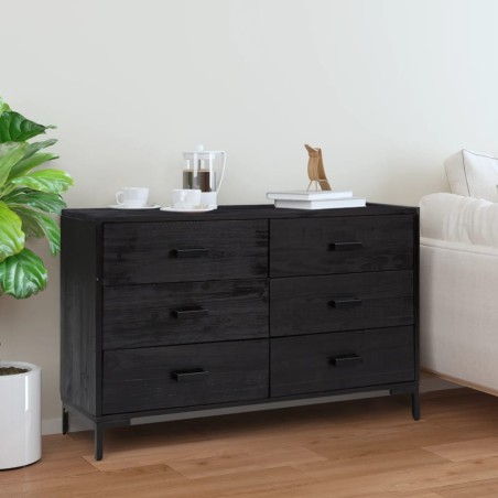 vidaXL Aparador de madera maciza de pino negro 110x35x70 cm