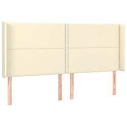 vidaXL Cabecero con orejas cuero sintético crema 163x16x118/128cm