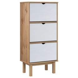 vidaXL Zapatero con 3 cajones OTTA madera maciza pino marrón blanco