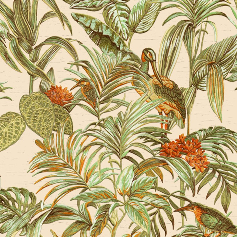 DUTCH WALLCOVERINGS Papel de pared Bird-of-Paradise verde DUTCH WALLCOVERINGS Papel de pared Bird-of-Paradise verde