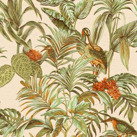 DUTCH WALLCOVERINGS Papel de pared Bird-of-Paradise verde