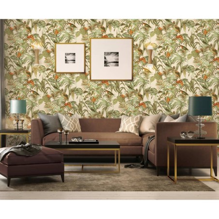 DUTCH WALLCOVERINGS Papel de pared Bird-of-Paradise verde