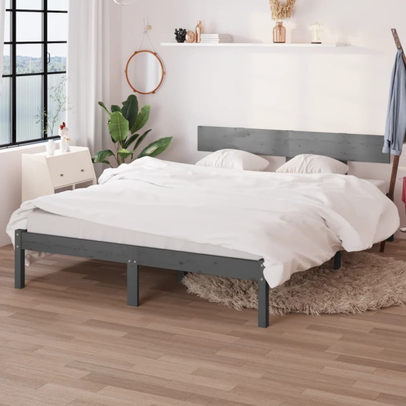 vidaXL Estructura de cama madera maciza de pino doble 135x190 cm vidaXL Estructura de cama madera maciza de pino doble 135x190 cm