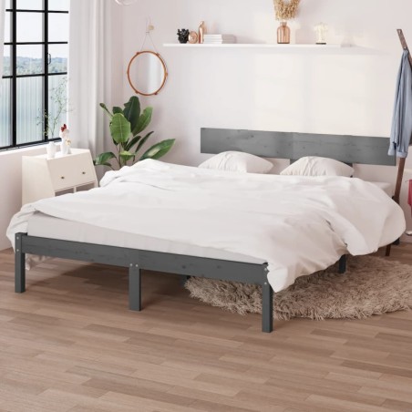 vidaXL Estructura de cama madera maciza de pino doble 135x190 cm