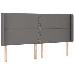 vidaXL Cabecero con orejas de cuero sintético gris 203x16x118/128 cm