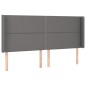 vidaXL Cabecero con orejas de cuero sintético gris 203x16x118/128 cm vidaXL Cabecero con orejas de cuero sintético gris 203x16x118/128 cm