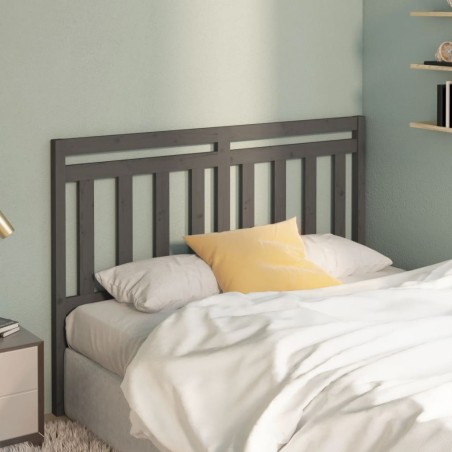 vidaXL Cabecero de cama madera maciza de pino gris 140x4x100 cm
