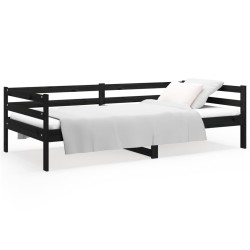 vidaXL Sofá cama madera maciza de pino negro 90x190 cm