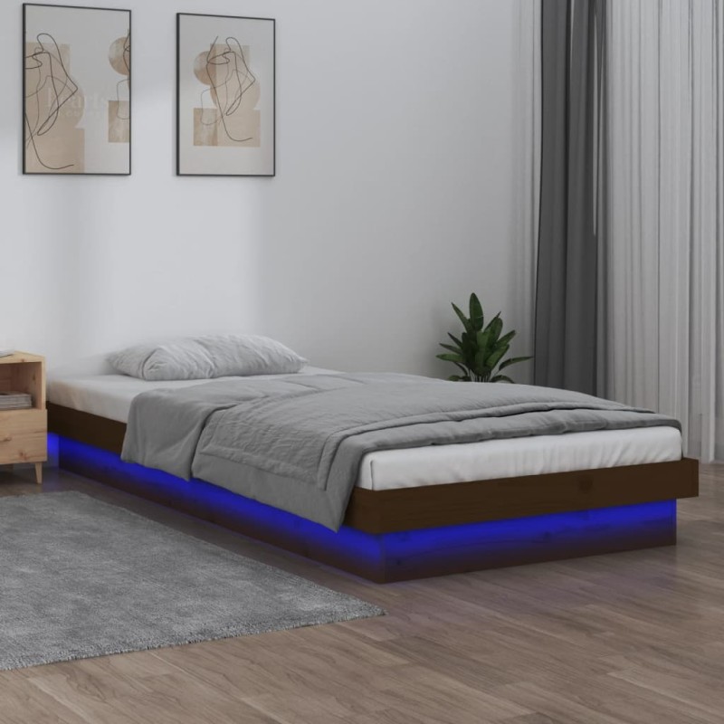 vidaXL Estructura cama individual madera maciza marrón miel 75x190 cm