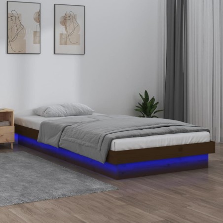 vidaXL Estructura cama individual madera maciza marrón miel 75x190 cm