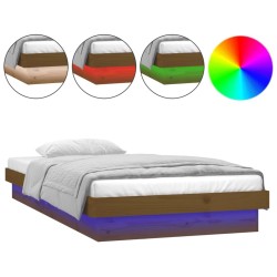 vidaXL Estructura cama individual madera maciza marrón miel 75x190 cm