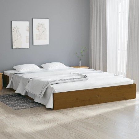 vidaXL Estructura cama madera maciza marrón miel king size 150x200 cm