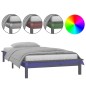 vidaXL Estructura de cama con LED madera maciza gris 100x200 cm vidaXL Estructura de cama con LED madera maciza gris 100x200 cm