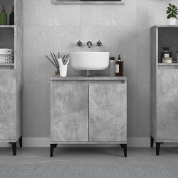 vidaXL Armario de lavabo madera contrachapada gris hormigón 58x33x60cm