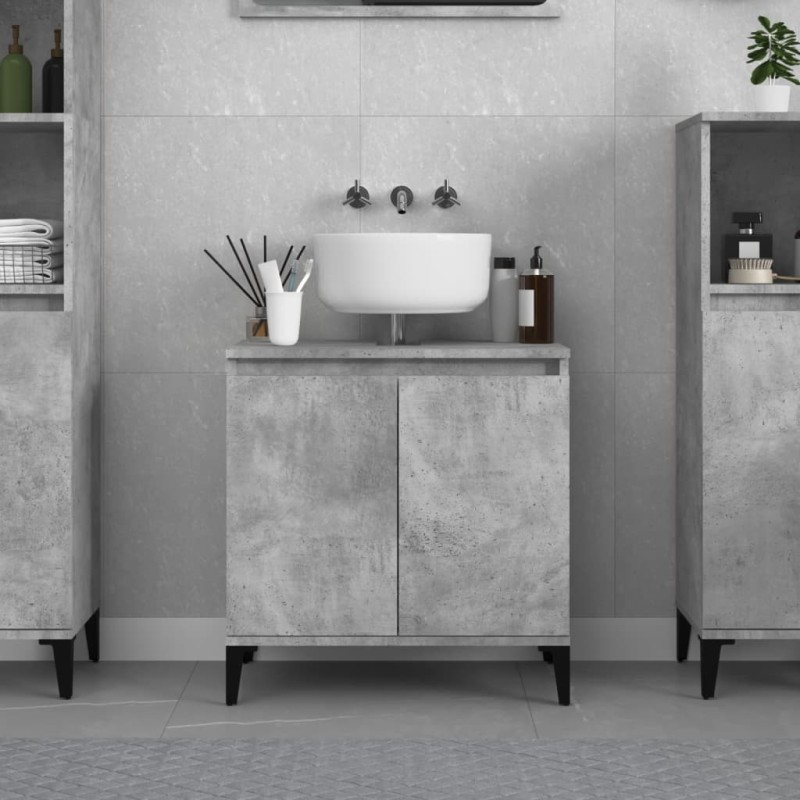 vidaXL Armario de lavabo madera contrachapada gris hormigón 58x33x60cm vidaXL Armario de lavabo madera contrachapada gris hormigón 58x33x60cm