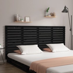 vidaXL Cabecero de cama pared madera maciza pino negro 156x3x91,5 cm