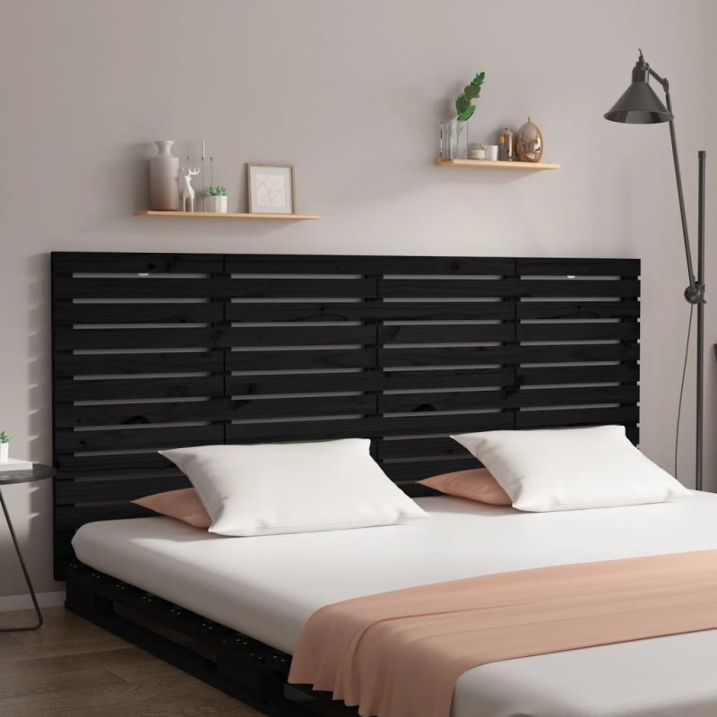 vidaXL Cabecero de cama pared madera maciza pino negro 156x3x91,5 cm vidaXL Cabecero de cama pared madera maciza pino negro 156x3x91,5 cm