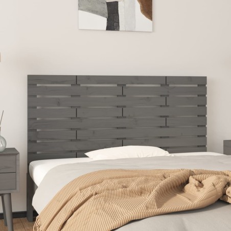 vidaXL Cabecero de cama de pared madera maciza pino gris 141x3x63 cm