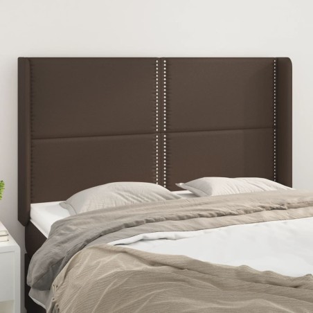 vidaXL Cabecero con orejas de cuero sintético marrón 147x16x118/128 cm