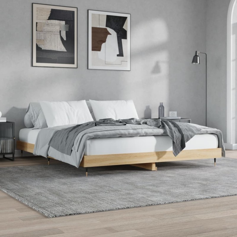 vidaXL Estructura de cama madera contrachapada roble Sonoma 160x200 cm vidaXL Estructura de cama madera contrachapada roble Sonoma 160x200 cm