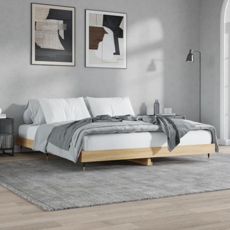 vidaXL Estructura de cama madera contrachapada roble Sonoma 160x200 cm