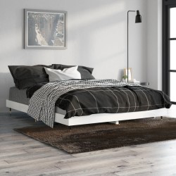 vidaXL Estructura de cama madera contrachapada blanco brillo 140x190cm