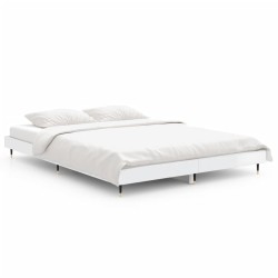 vidaXL Estructura de cama madera contrachapada blanco brillo 140x190cm