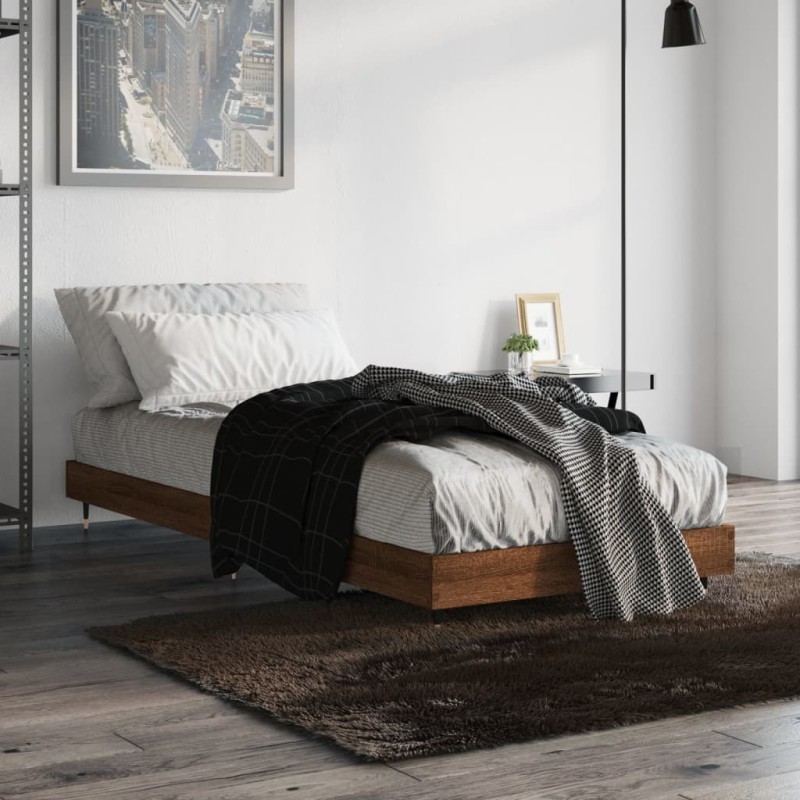 vidaXL Estructura de cama madera contrachapada roble marrón 75x190 cm vidaXL Estructura de cama madera contrachapada roble marrón 75x190 cm