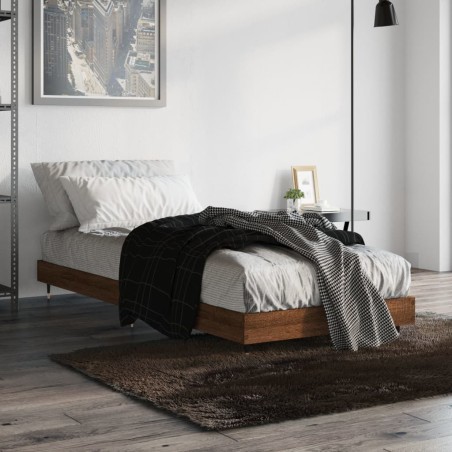 vidaXL Estructura de cama madera contrachapada roble marrón 75x190 cm