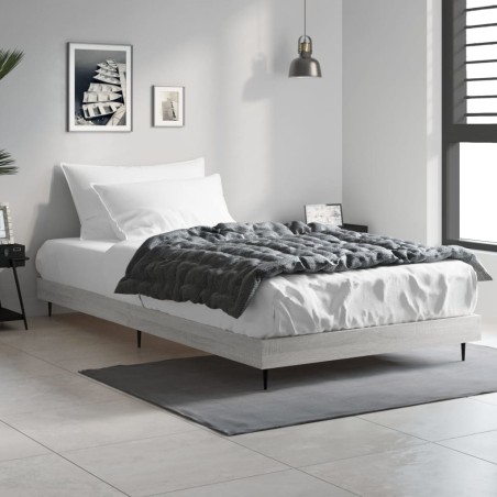 vidaXL Estructura de cama madera contrachapada gris Sonoma 100x200 cm